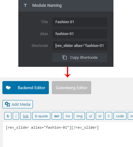 Use Revolution Slider Shortcode