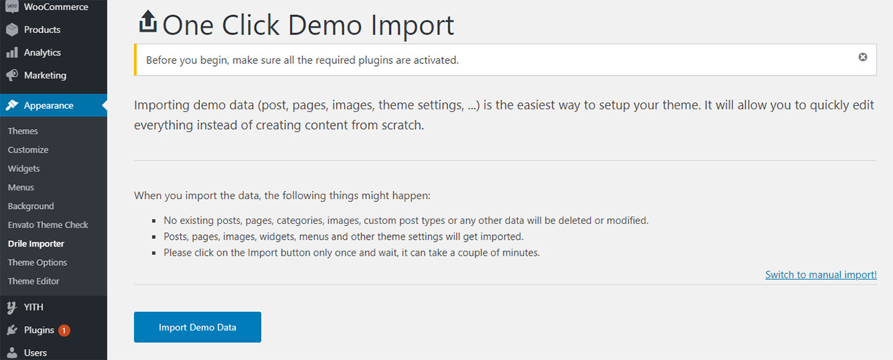Import Demo Content