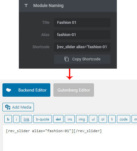 Use Revolution Slider Shortcode