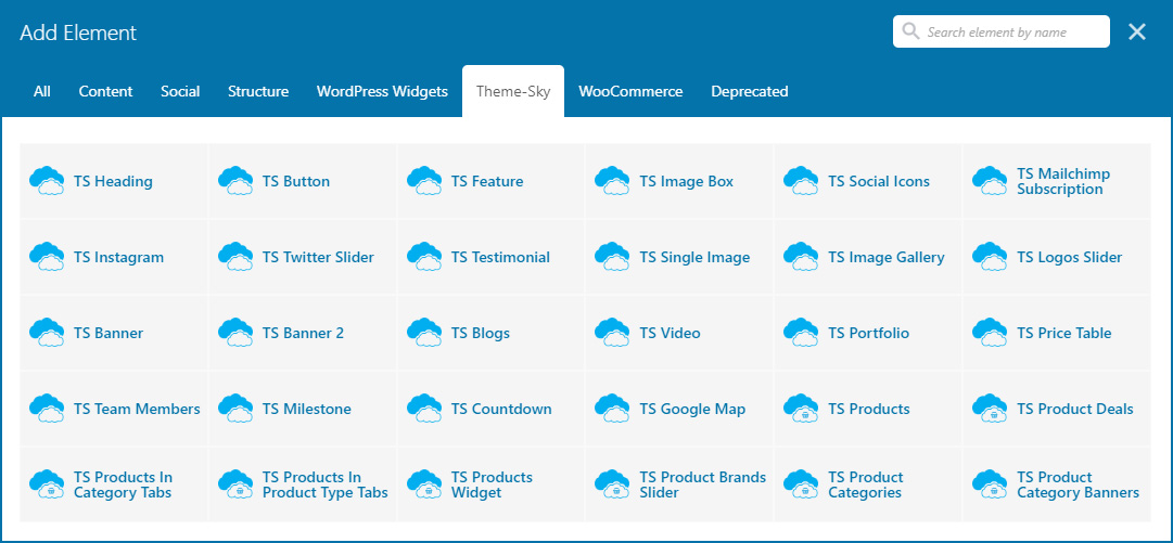WPBakery Page Builder Elements List