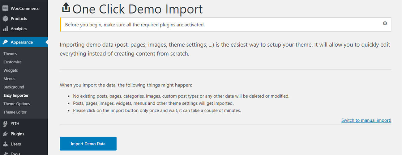 Import Demo Content