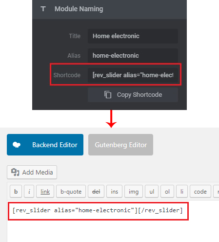 Use Revolution Slider Shortcode