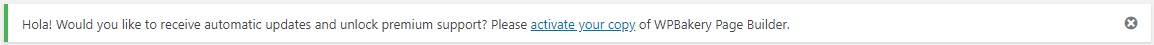 WPBakery Page Builder Notification