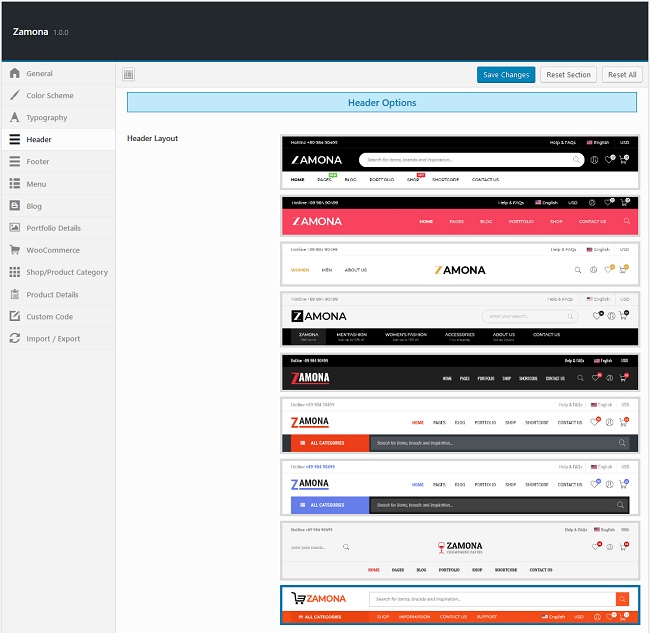 Header Layout