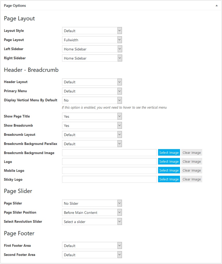 Page Options