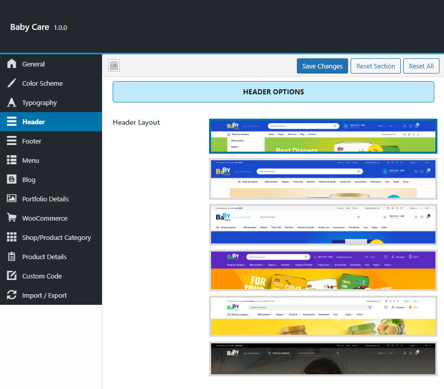 Header Layout