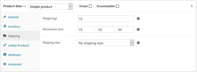 Product Data - Shipping Tab