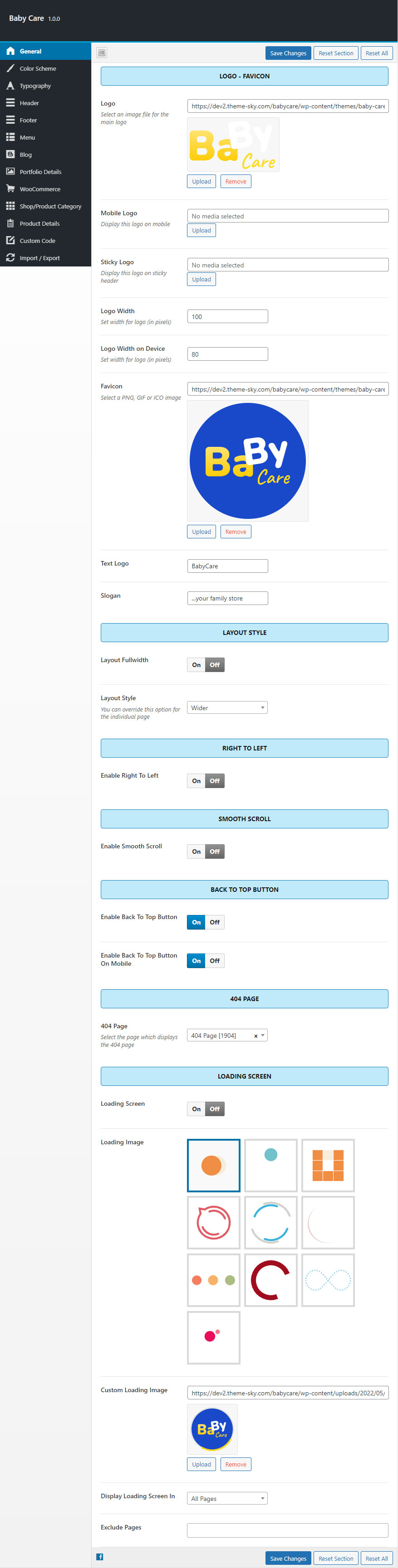 Theme Options