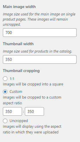 Product Image Sizes