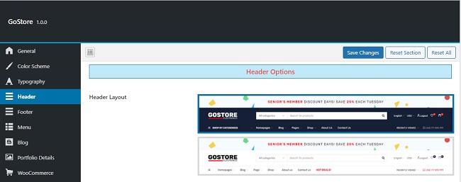 Header Layout