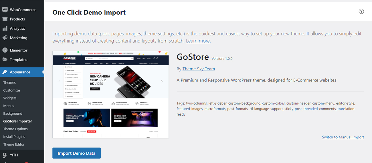 Import Demo Content