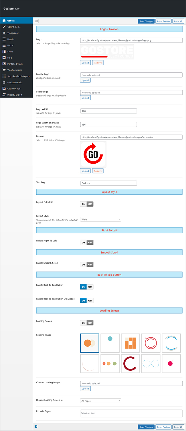 Theme Options