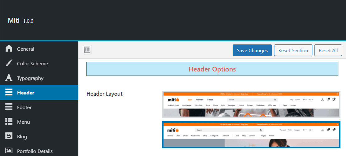 Header Layout