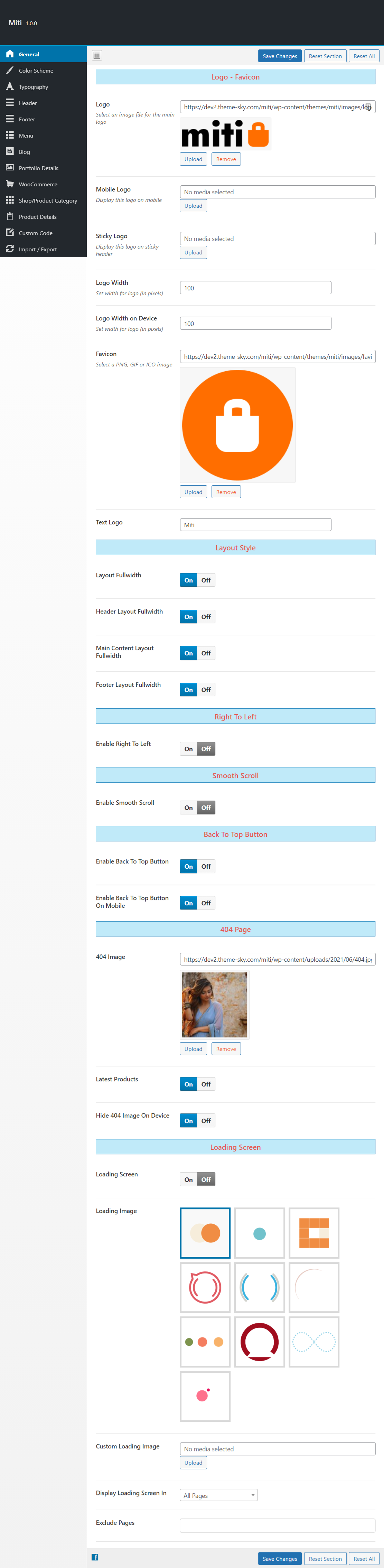 Theme Options