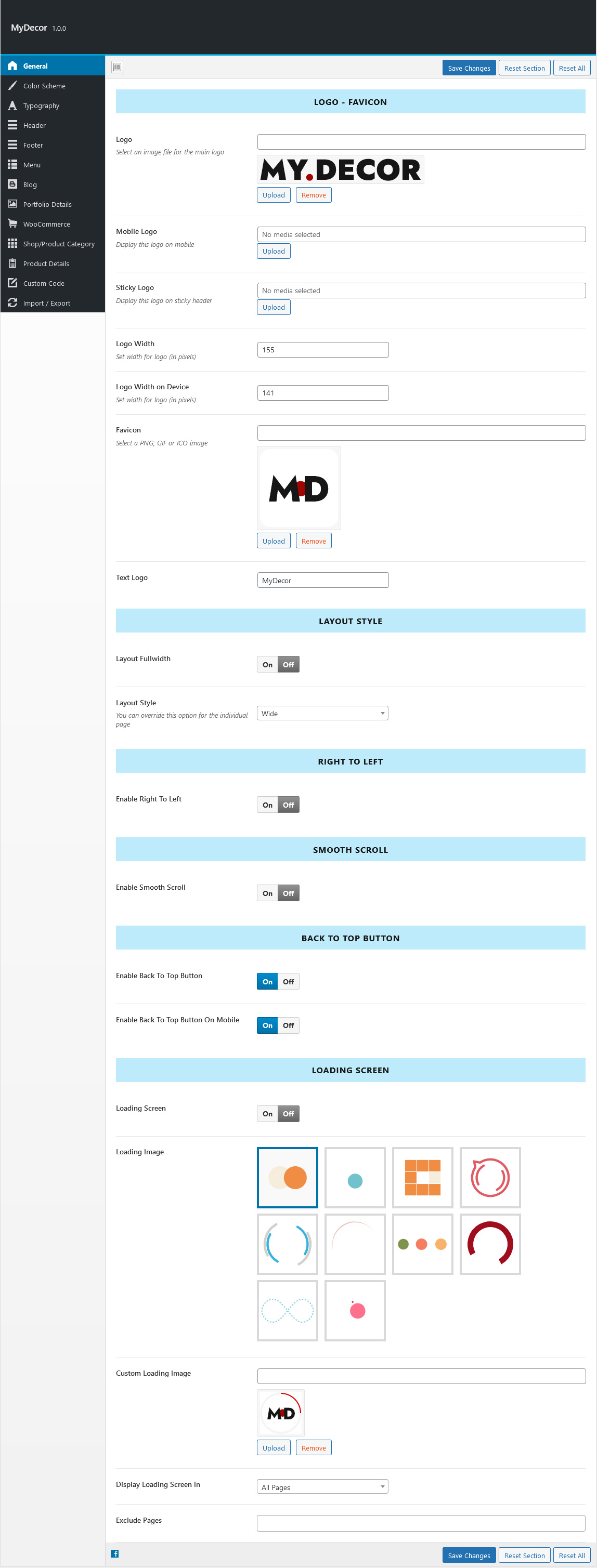 Theme Options