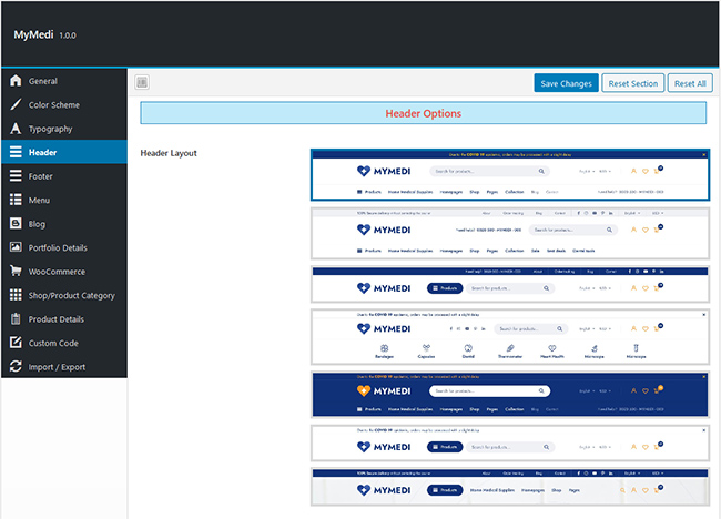 Header Layout