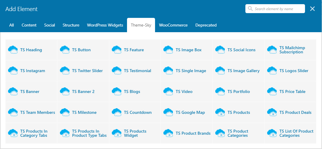 WPBakery Page Builder Elements List
