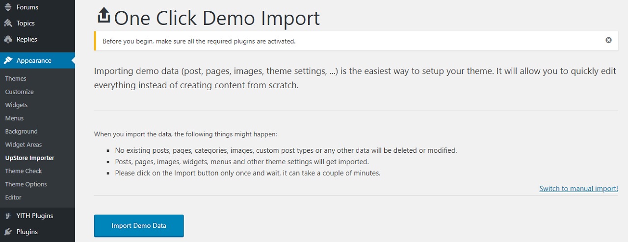 Import Demo Content