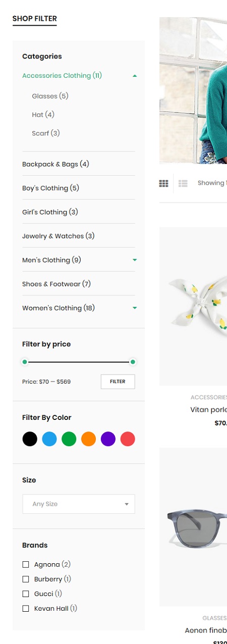 Product Category Filter
